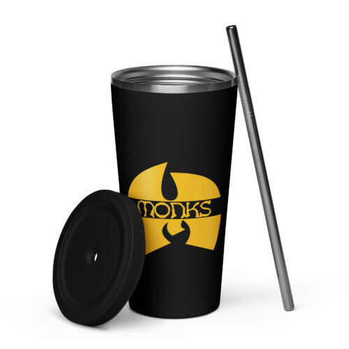 Wu-Monks tumbler with a straw